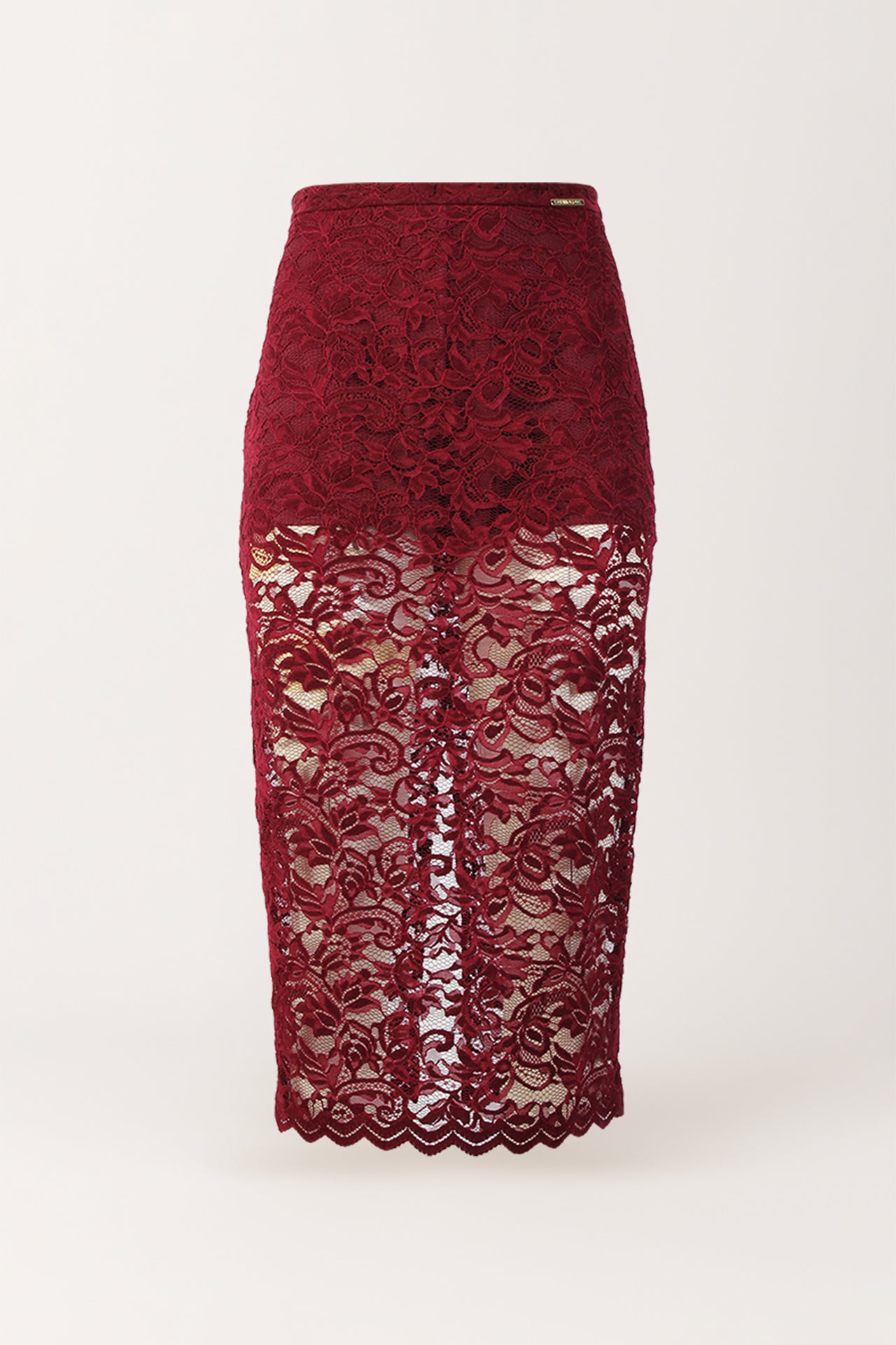 Saia Midi em Renda Preta