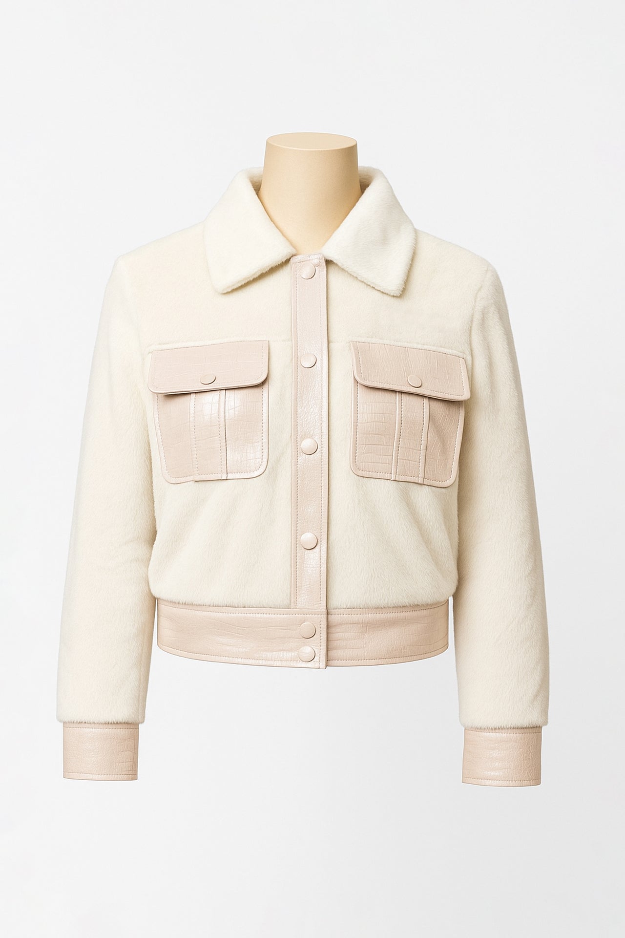 Casaco Curto Ecopele Combinado com Pelo