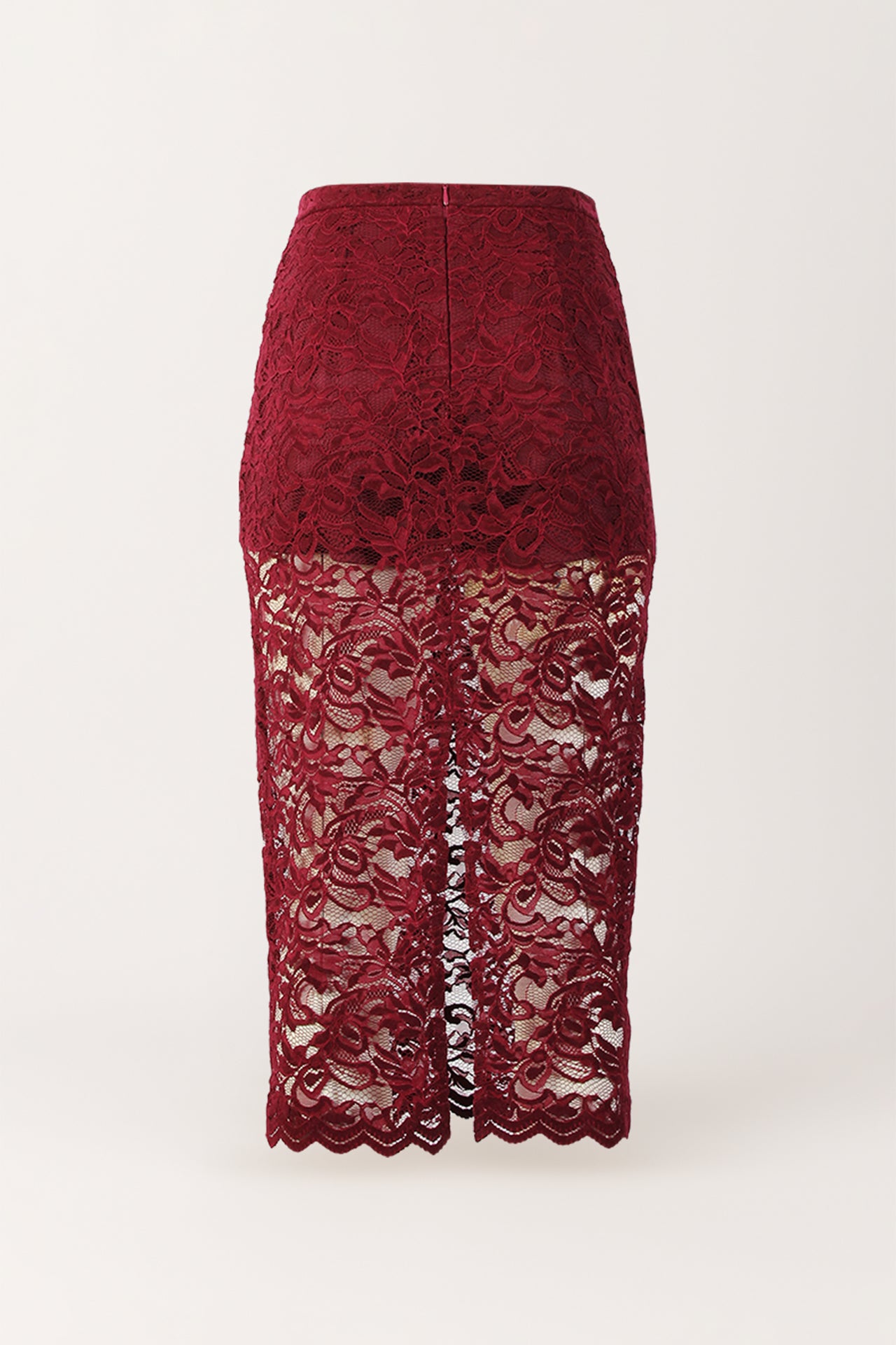 Saia Midi em Renda Preta