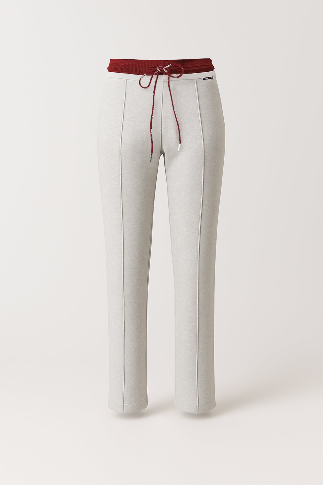 Calças jogger em cinzento claro com cintura contrastante