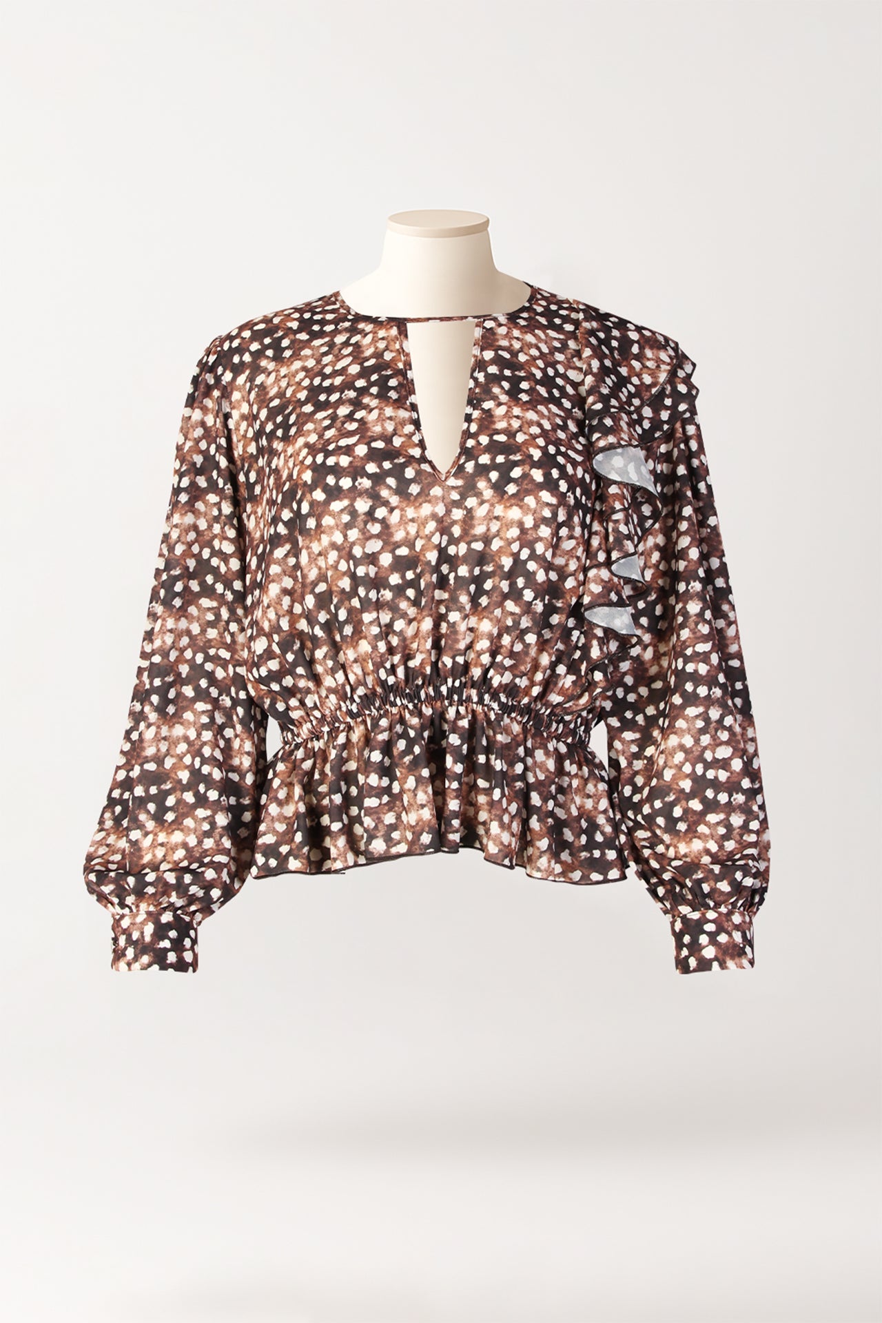 Blusa estampada com folho lateral