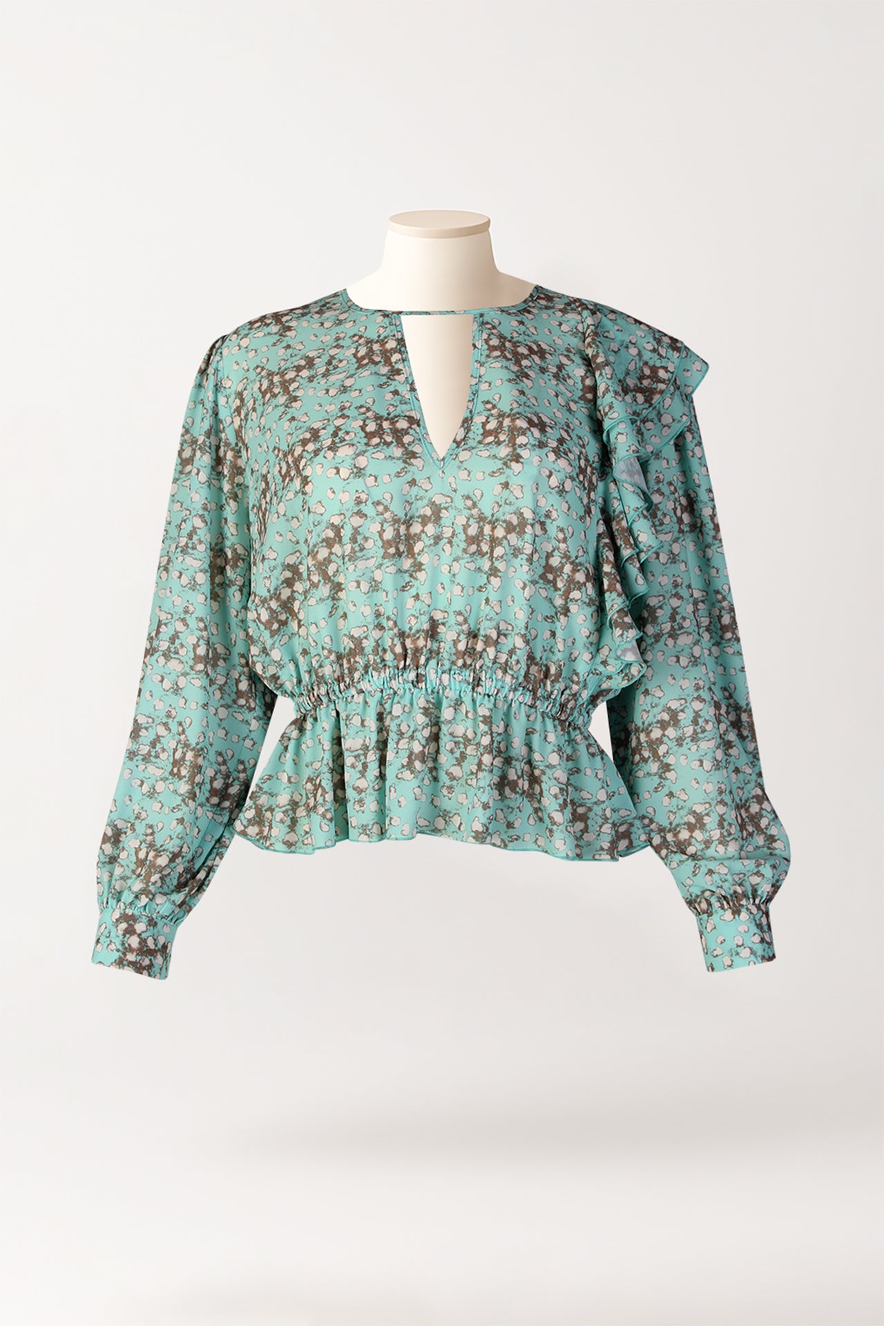 Blusa estampada com folho lateral