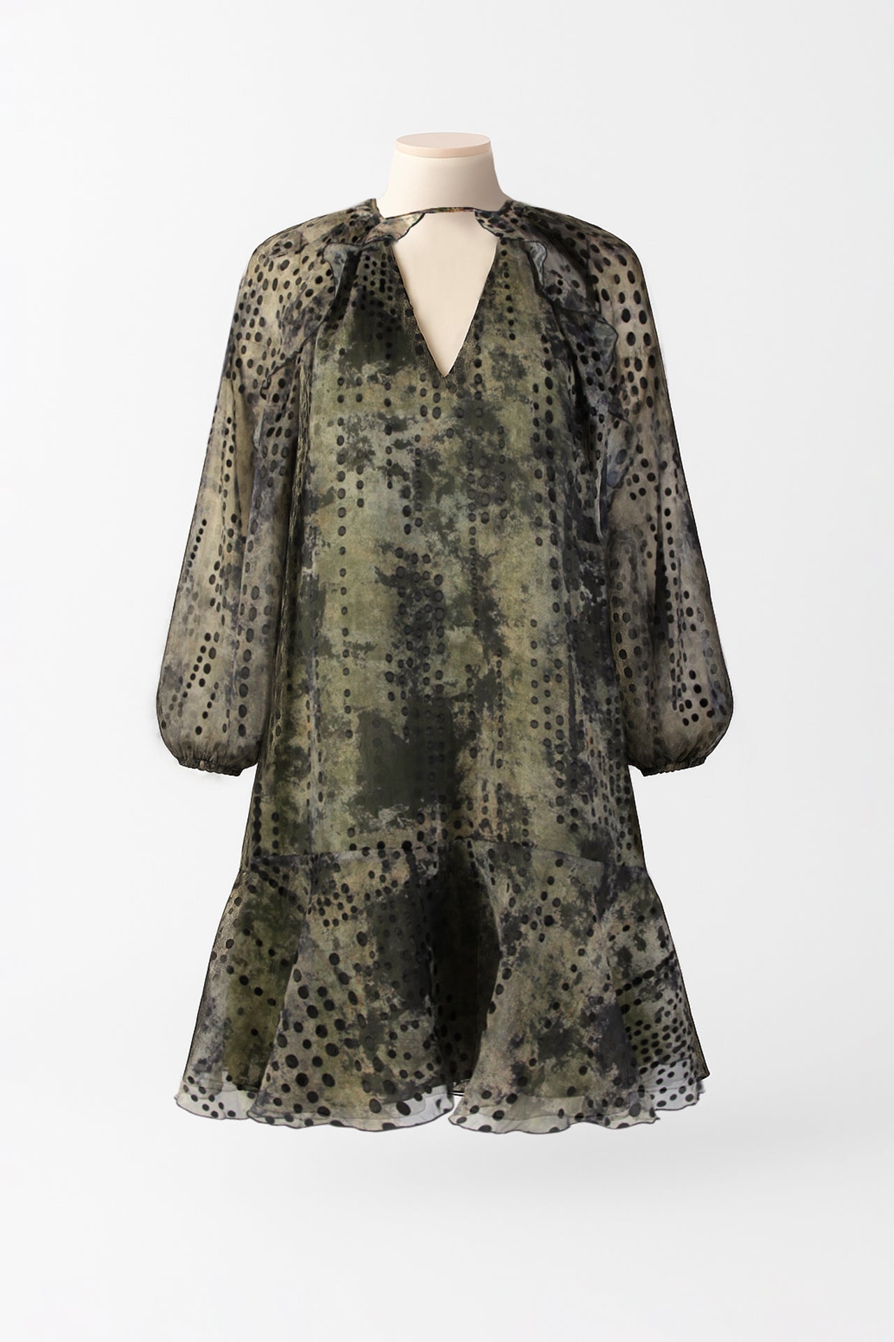 Vestido curto em chiffon estampado