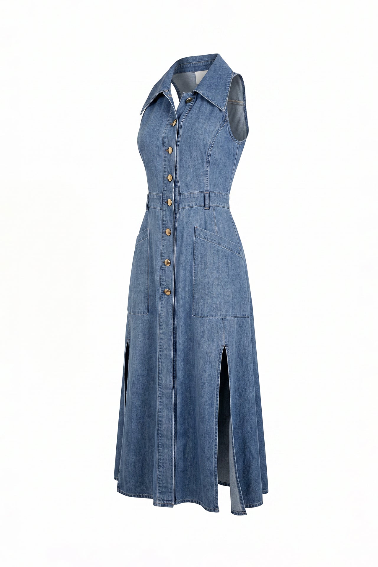 Vestido midi vaquero con solapa