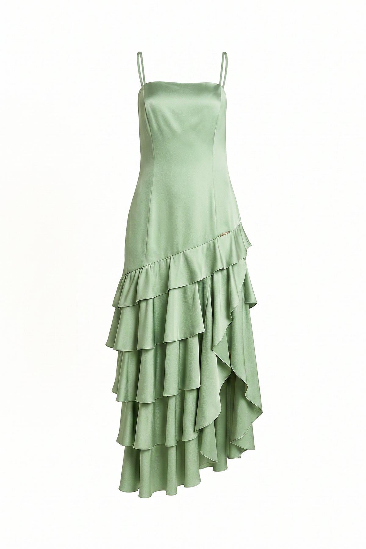 Vestido Midi Assimétrico com Folhos