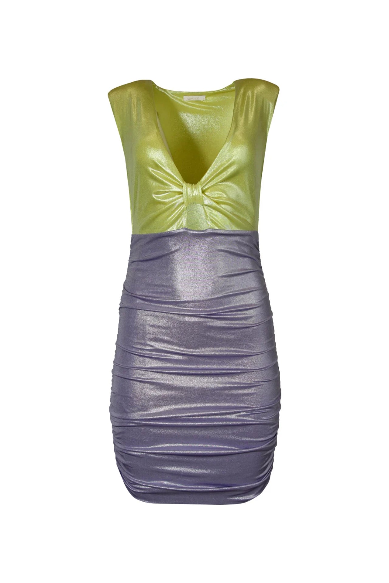 Vestido corto efecto metalizado