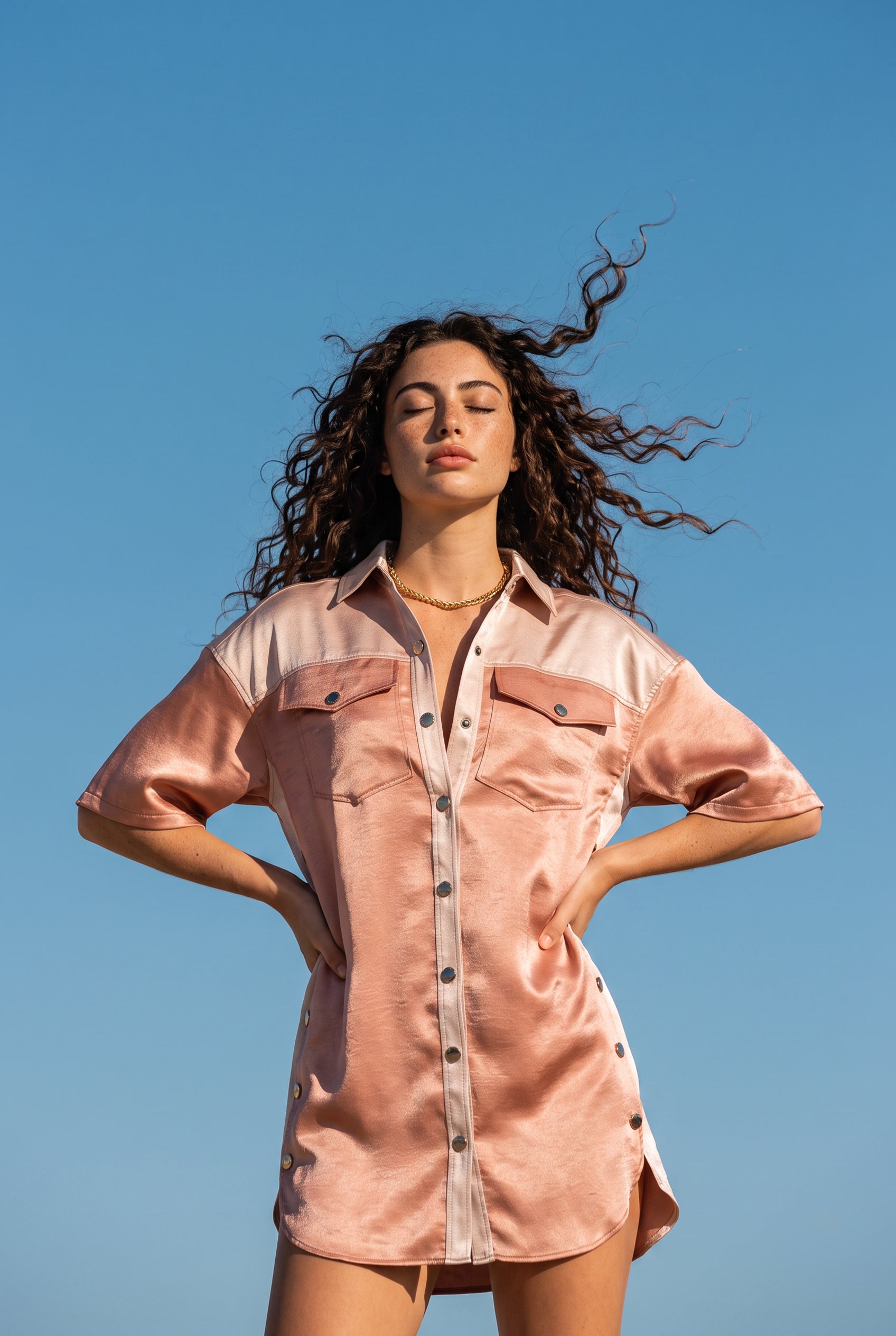Vestido Camiseiro Oversize Bordado