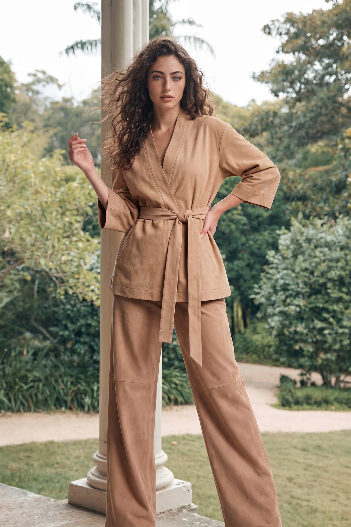 Kimono Curto efeito Camurça