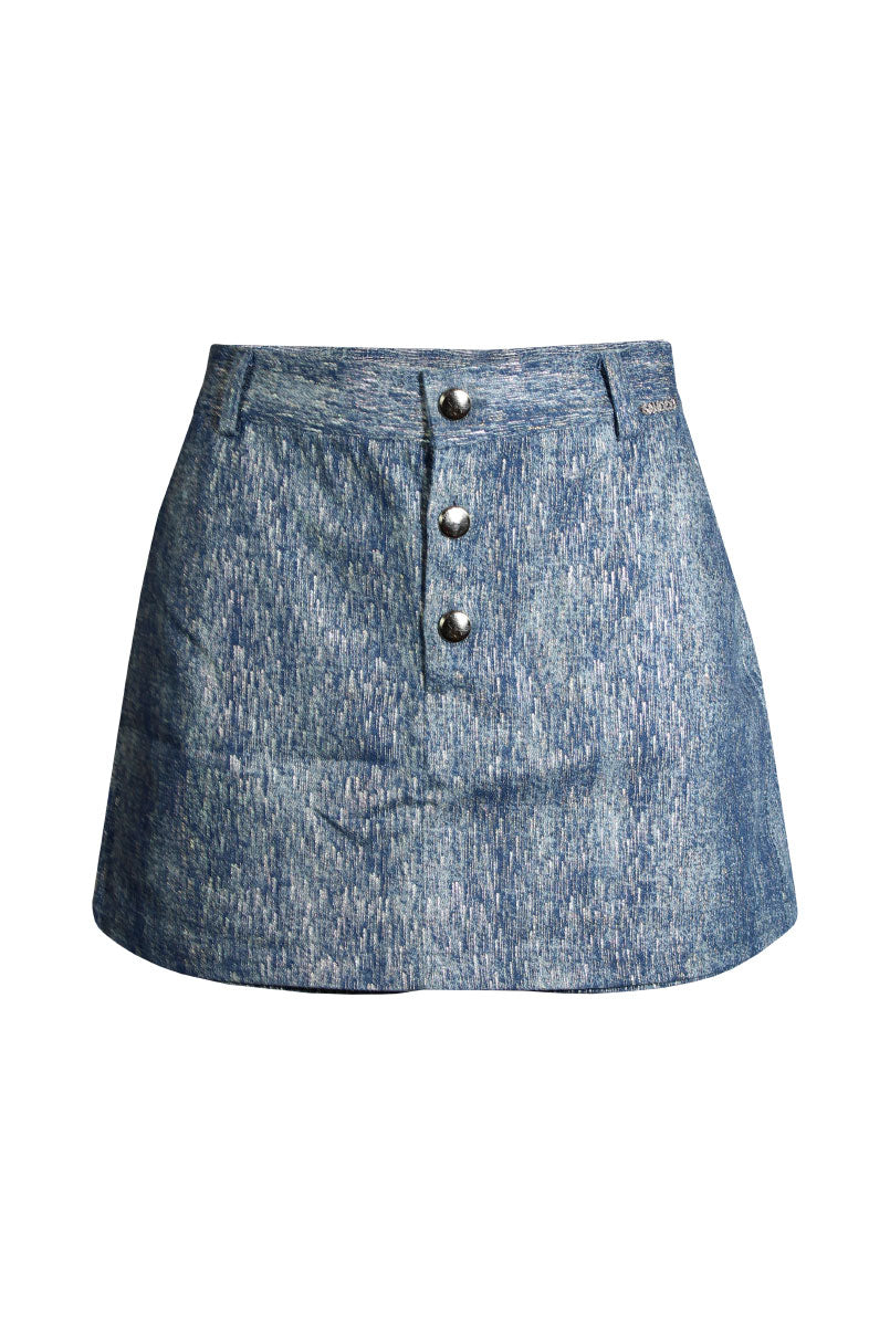 Saia-calção de ganga efeito metalizado
