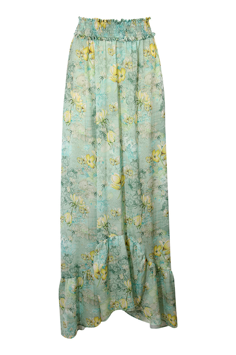 Saia comprida com folho