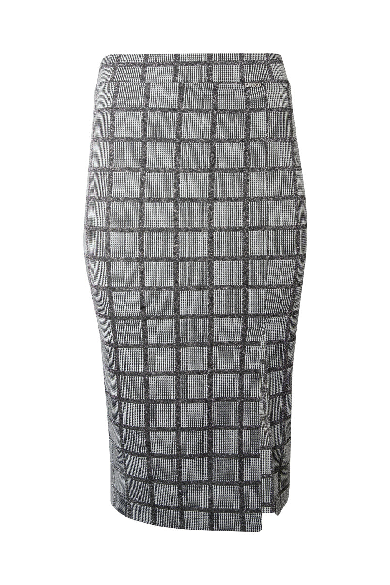 Saia mídi em malha jacquard