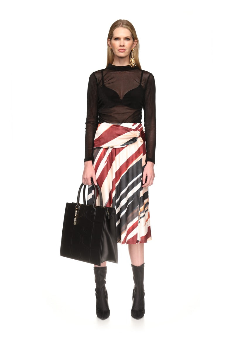 Saia midi estampada veludo