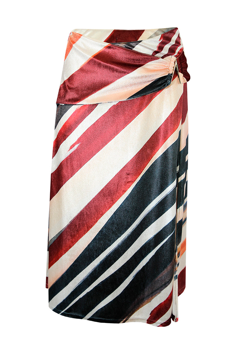 Saia midi estampada veludo