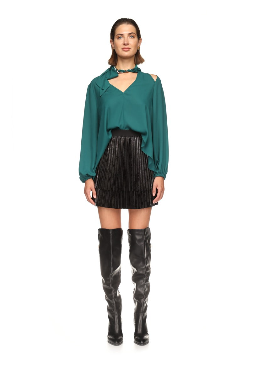 Saia plissada efeito pele