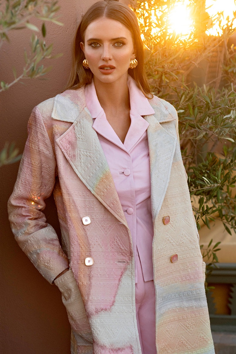 Sobretudo estampado em jacquard