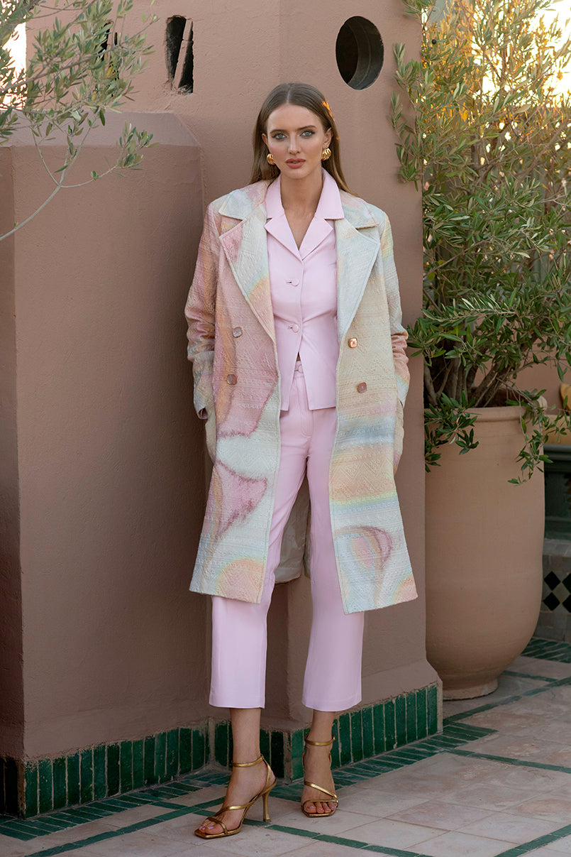 Sobretudo estampado em jacquard