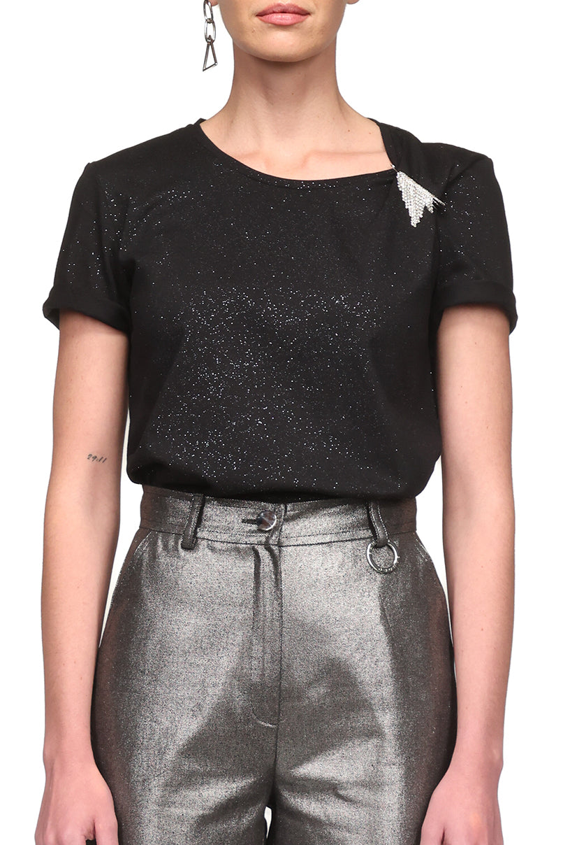 T-shirt com detalhe brilhante
