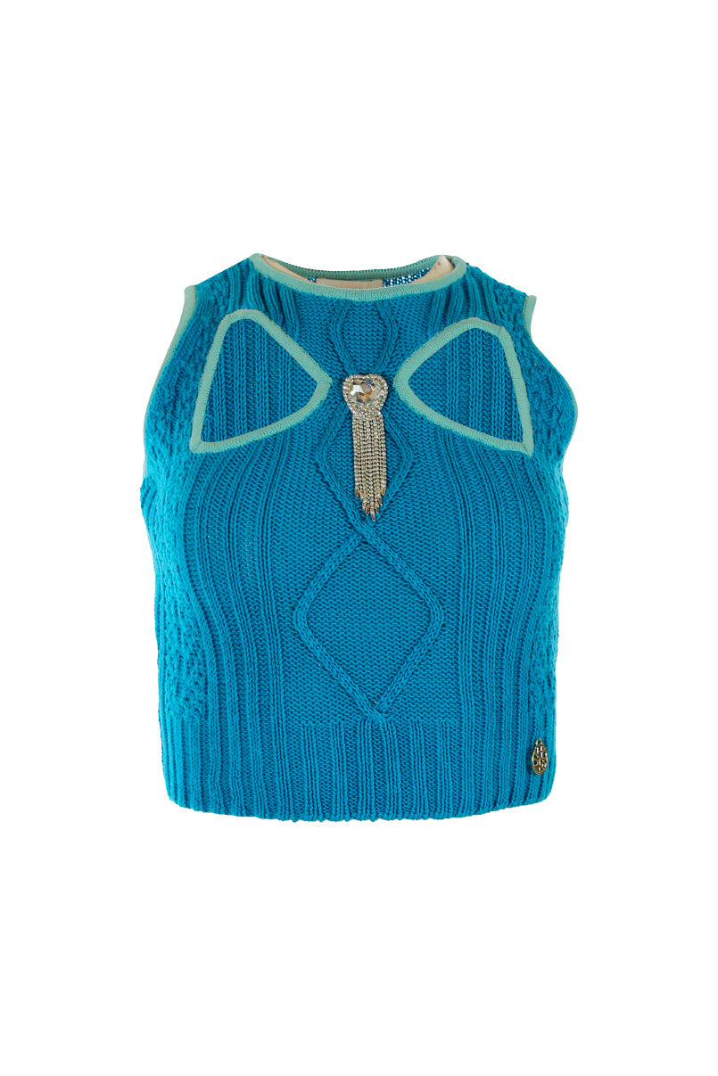 Top cropped de malha