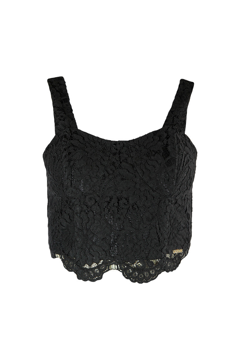 Top curto tipo corsetry em renda