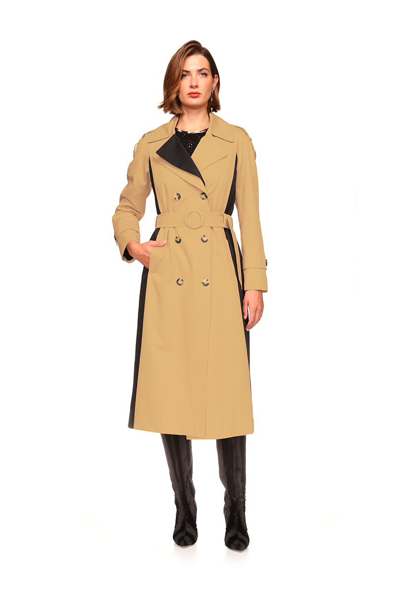 Trench coat comprido acolchoada