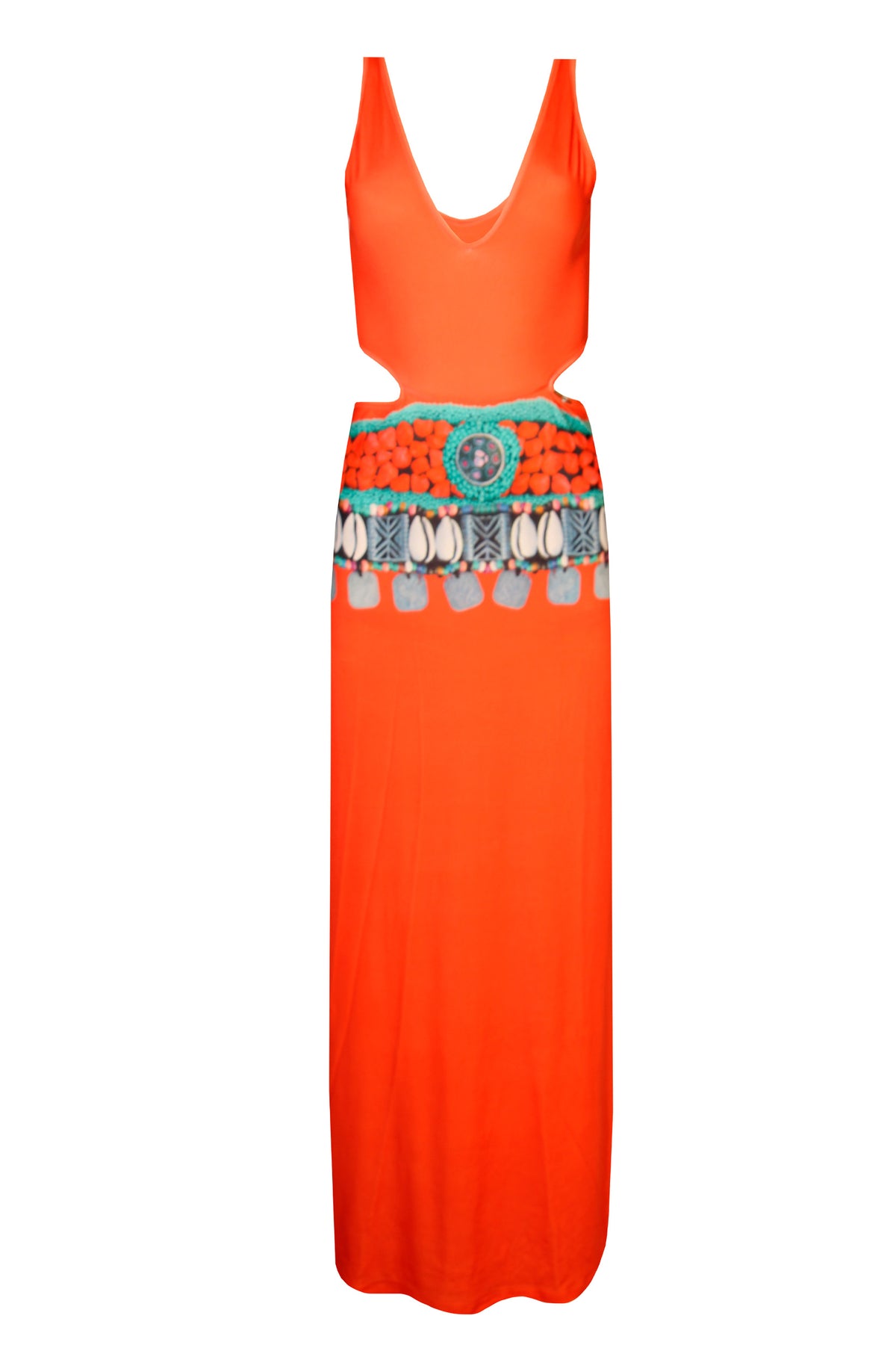 Vestido Comprido Estampado Tribal