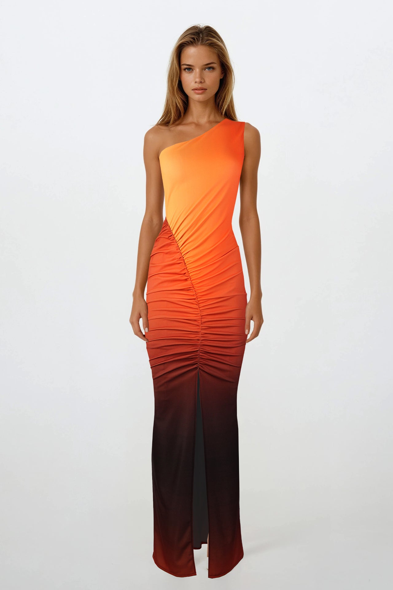 Vestido Assimétrico SH x GM com Drapeado e Abertura Frontal