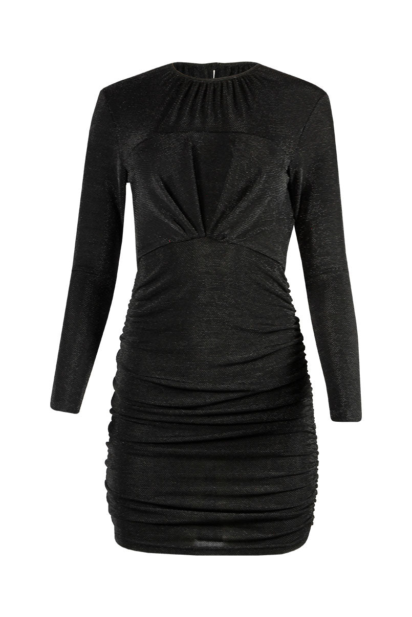 Vestido Drapeado com Brilho