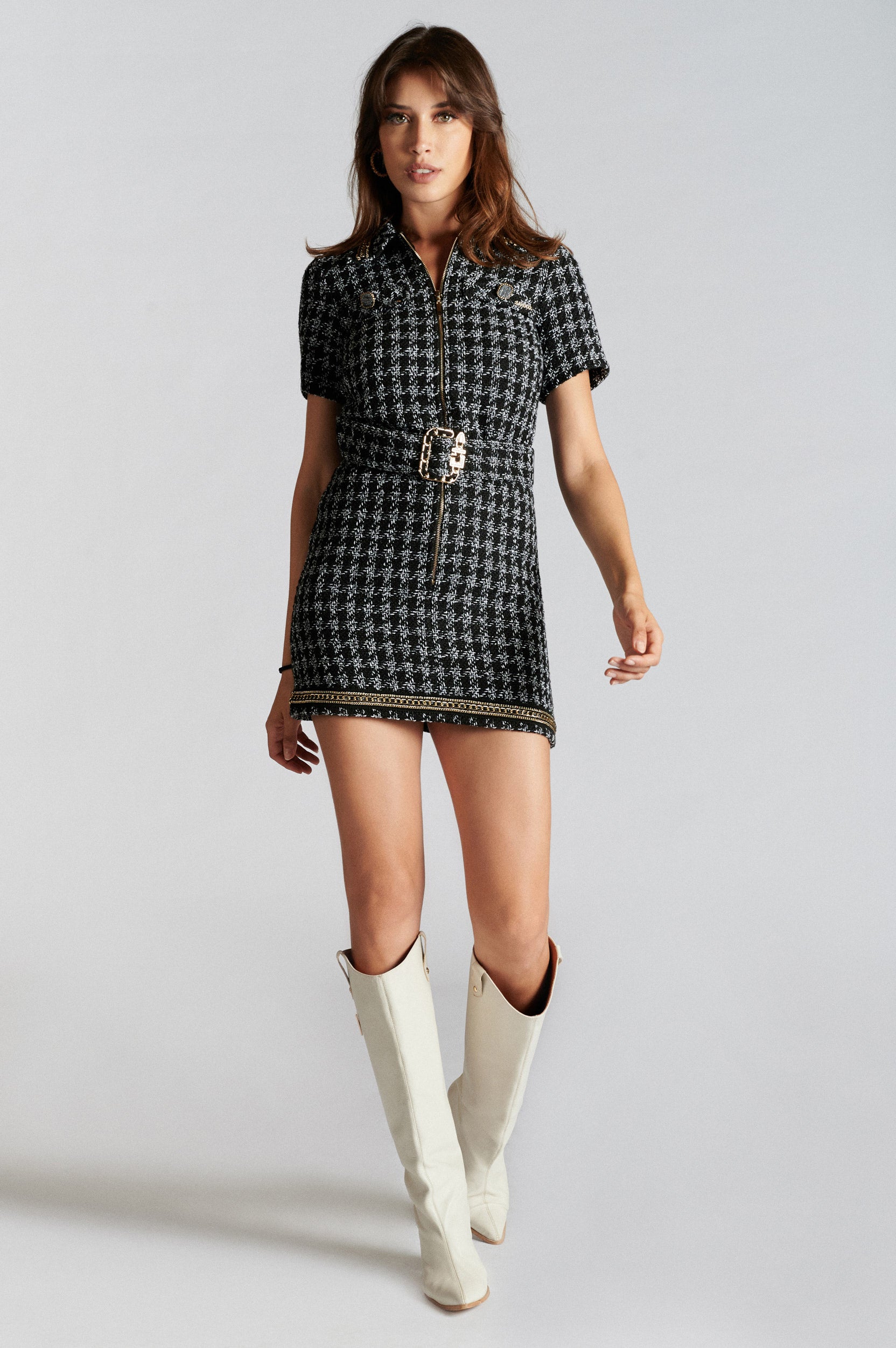 Vestido Curto Tweed