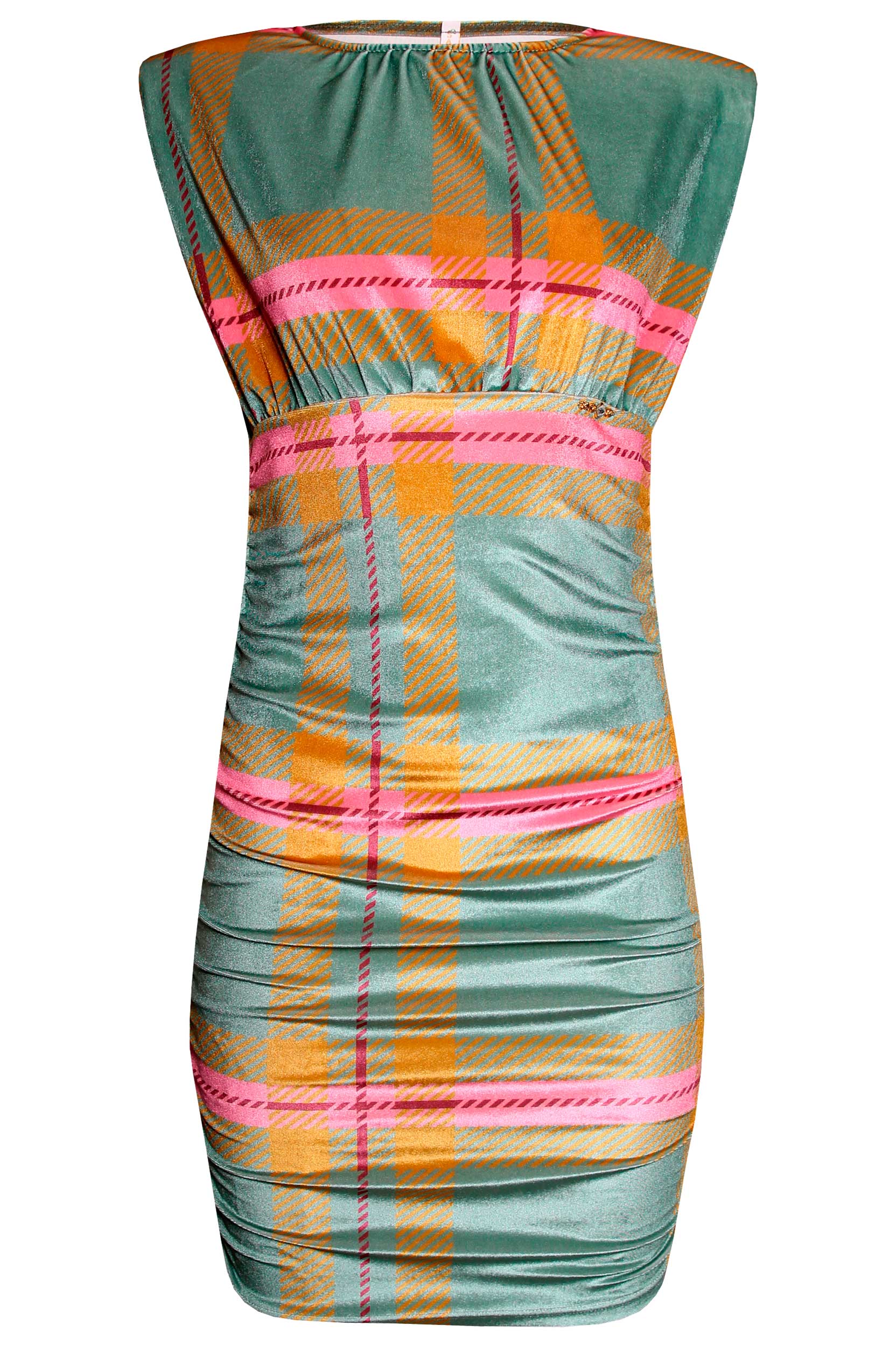 Vestido Drapeado com Ombreiras