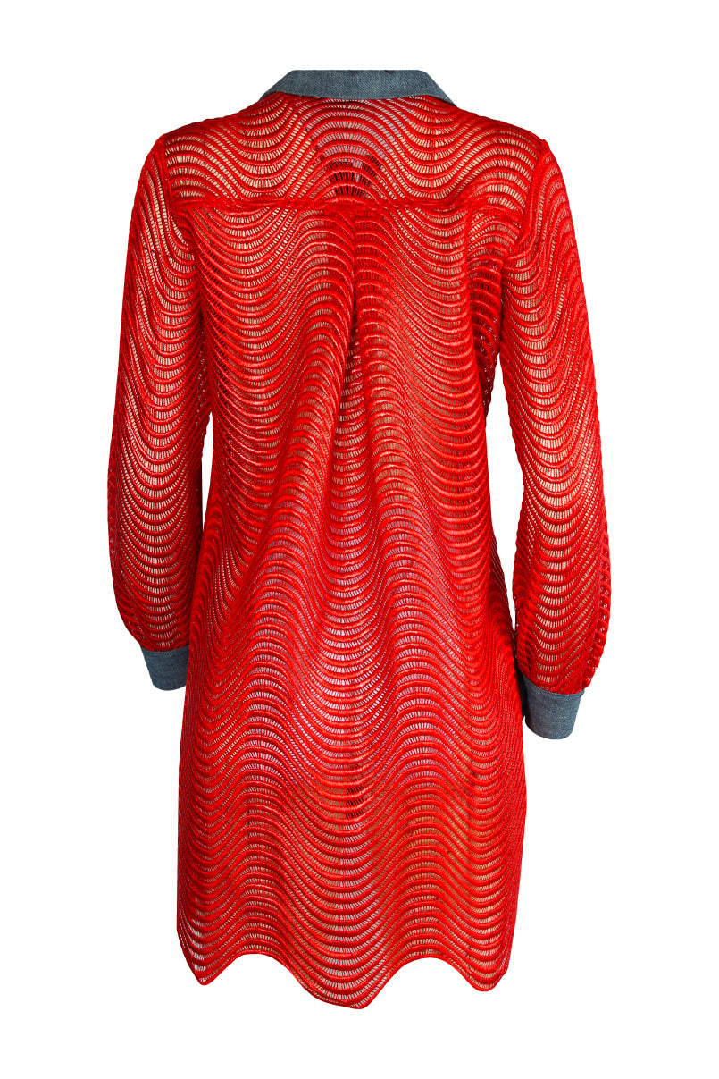 Vestido camiseiro pormenor denim
