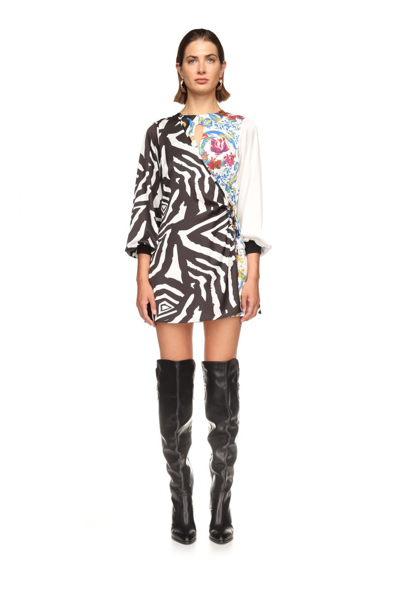 Vestido acetinado estampado