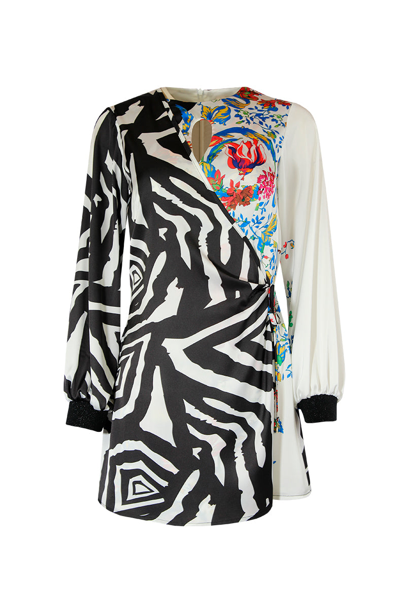 Vestido acetinado estampado