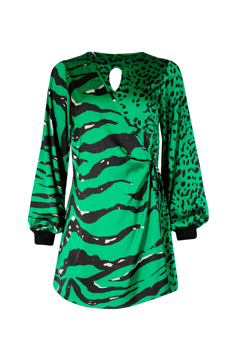 Vestido acetinado estampado