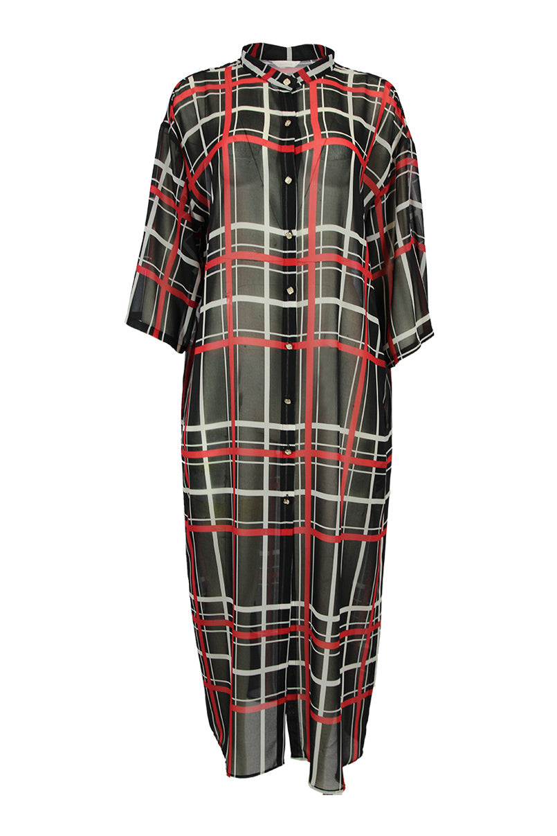 Vestido camiseiro semitransparente