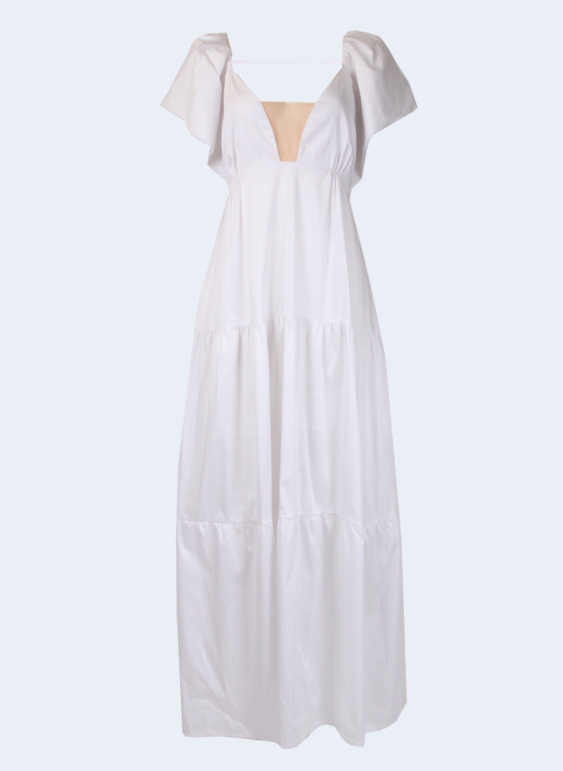 Vestido Comprido com Folhos
