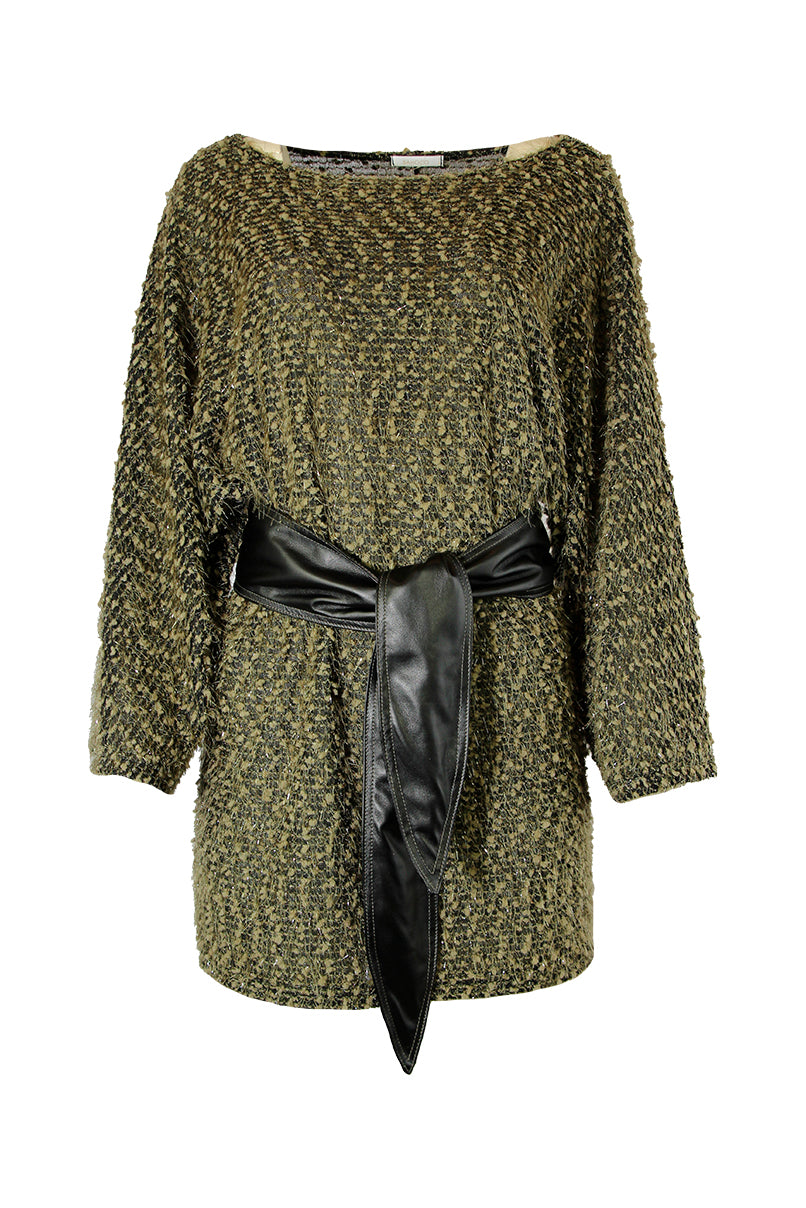 Vestido de malha com cinto