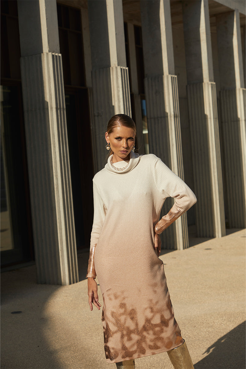 Vestido em malha com foil