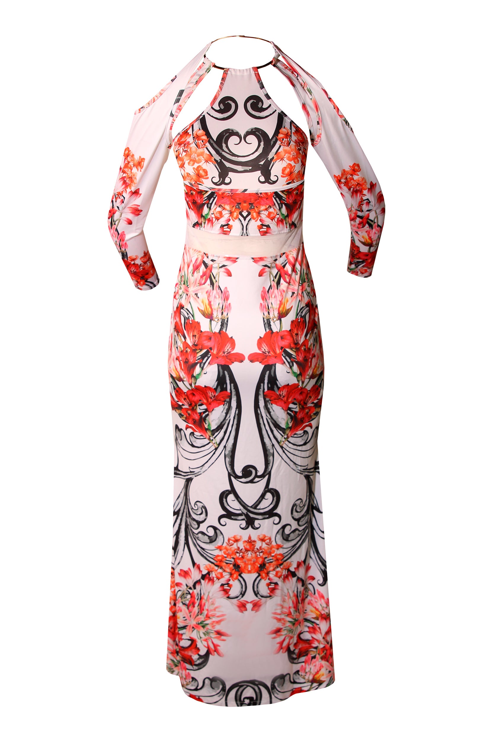 Vestido estampado com cut out