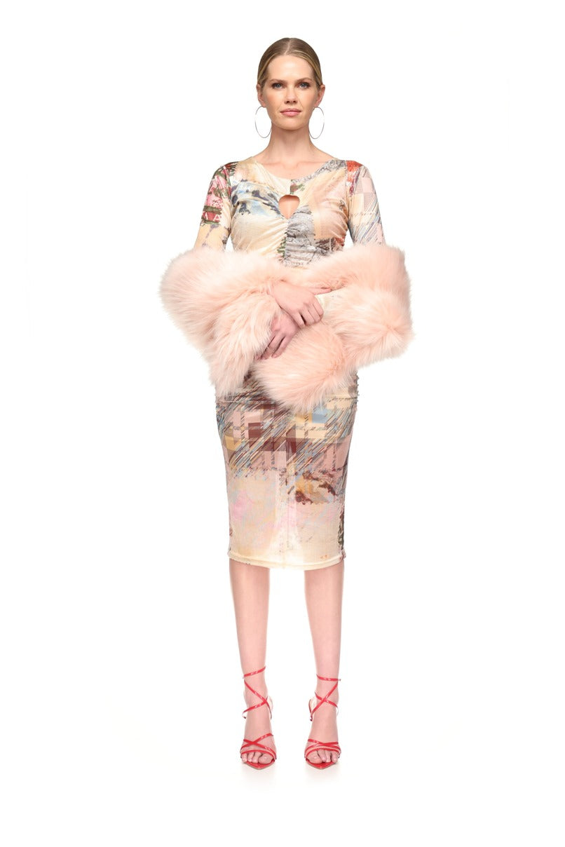 Vestido justo tule aveludado