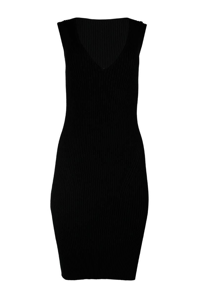 Vestido midi malha canelada