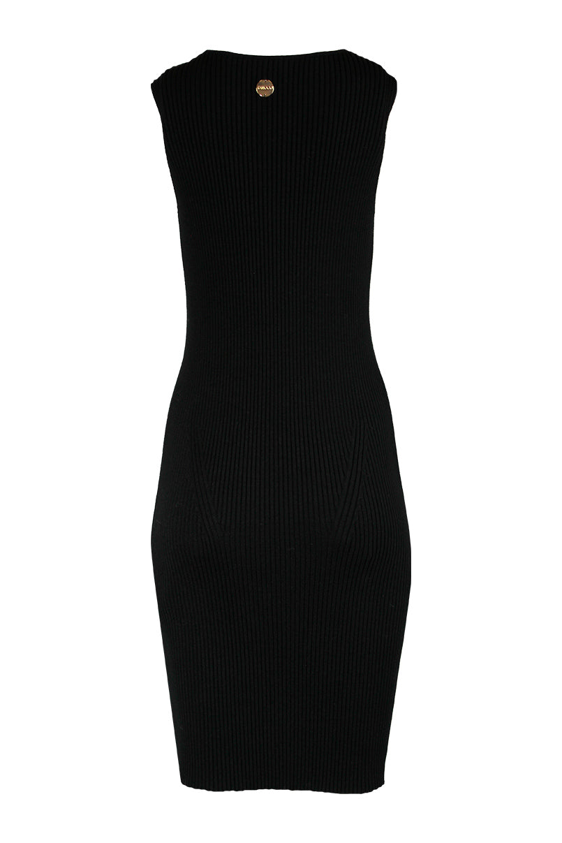 Vestido midi malha canelada