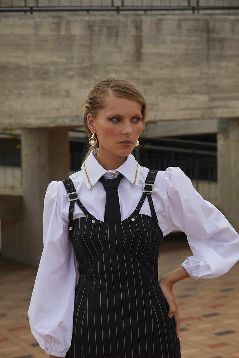 Vestido midi tubo risca diplomática