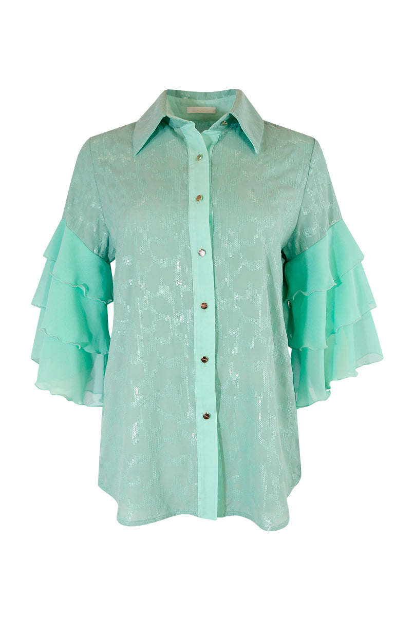 Blusa fluída com folhos