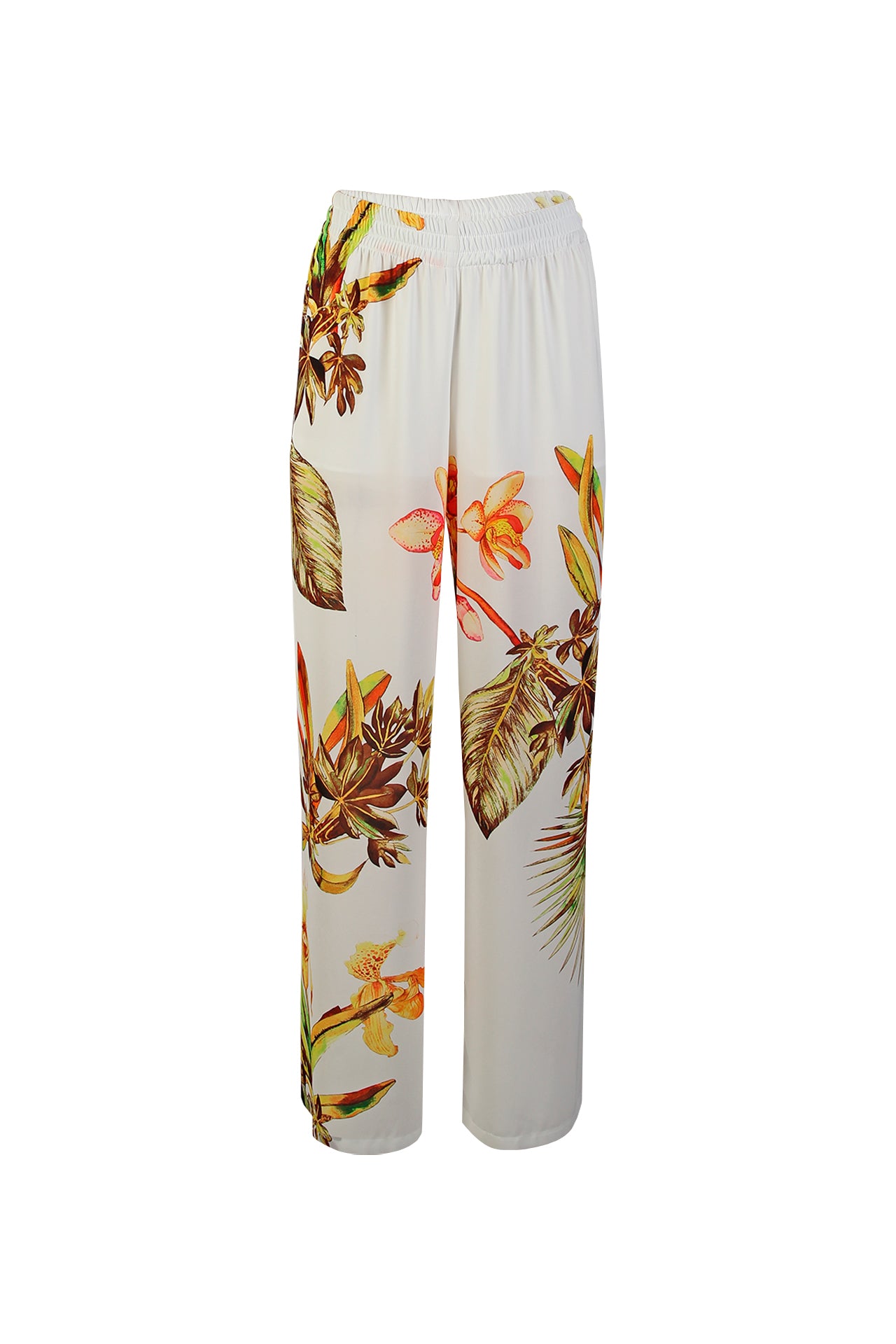 Calças pantalona fluida com estampa floral – vista frontal
