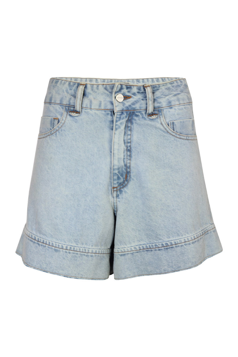 Calção denim cintura subida