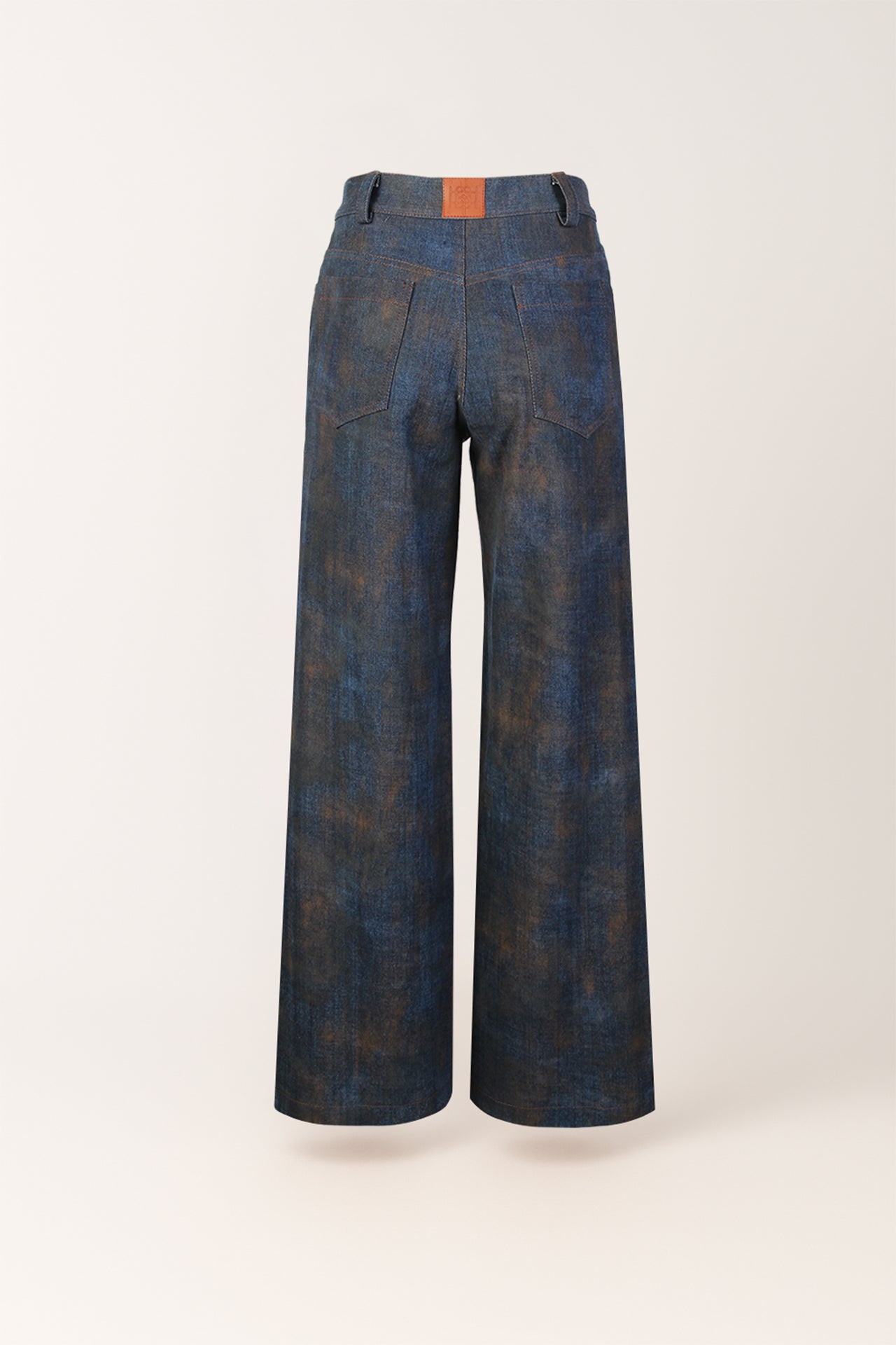 Calças Balão Prega em Denim Lavado