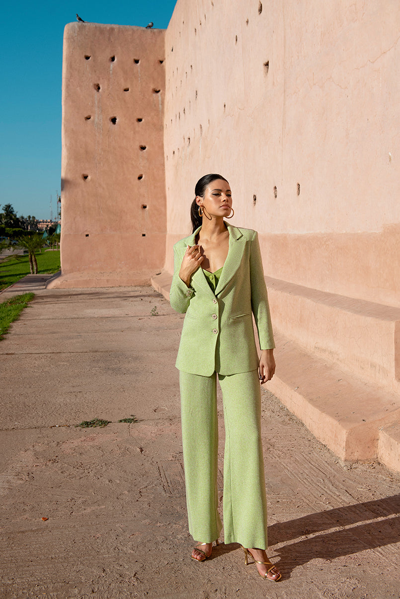 Calças direitas com estrutura jacquard