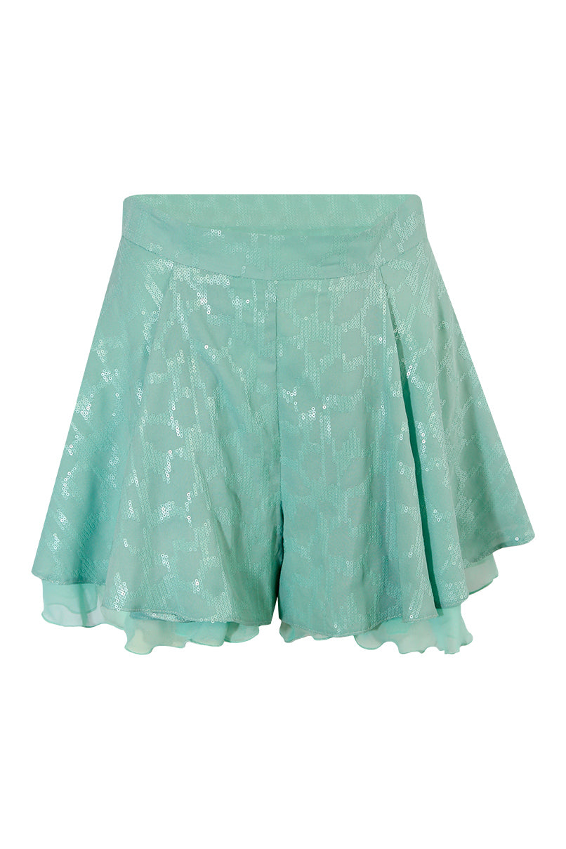 Calções fluidos com lantejoulas