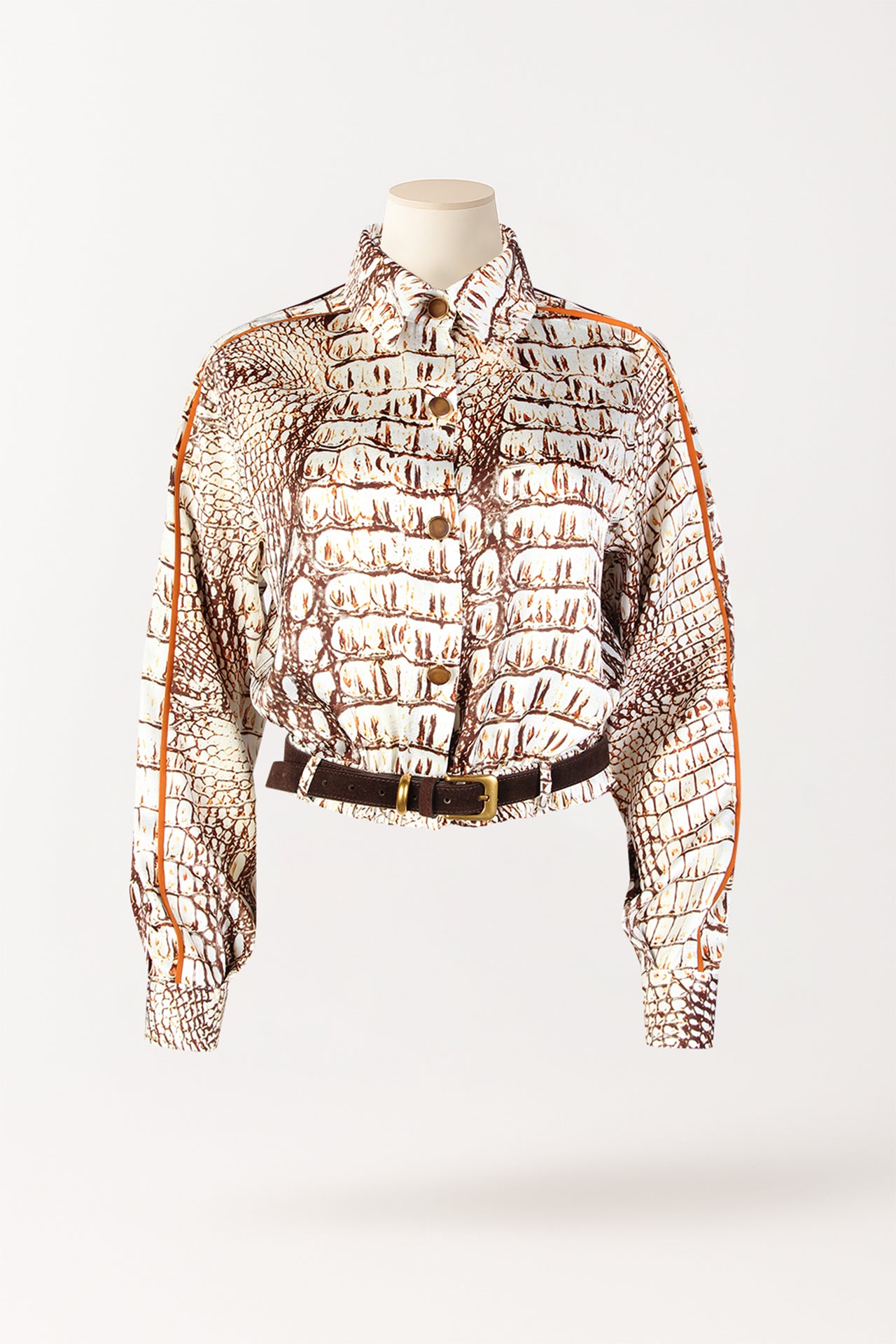 Camisa estampada animal em cetim