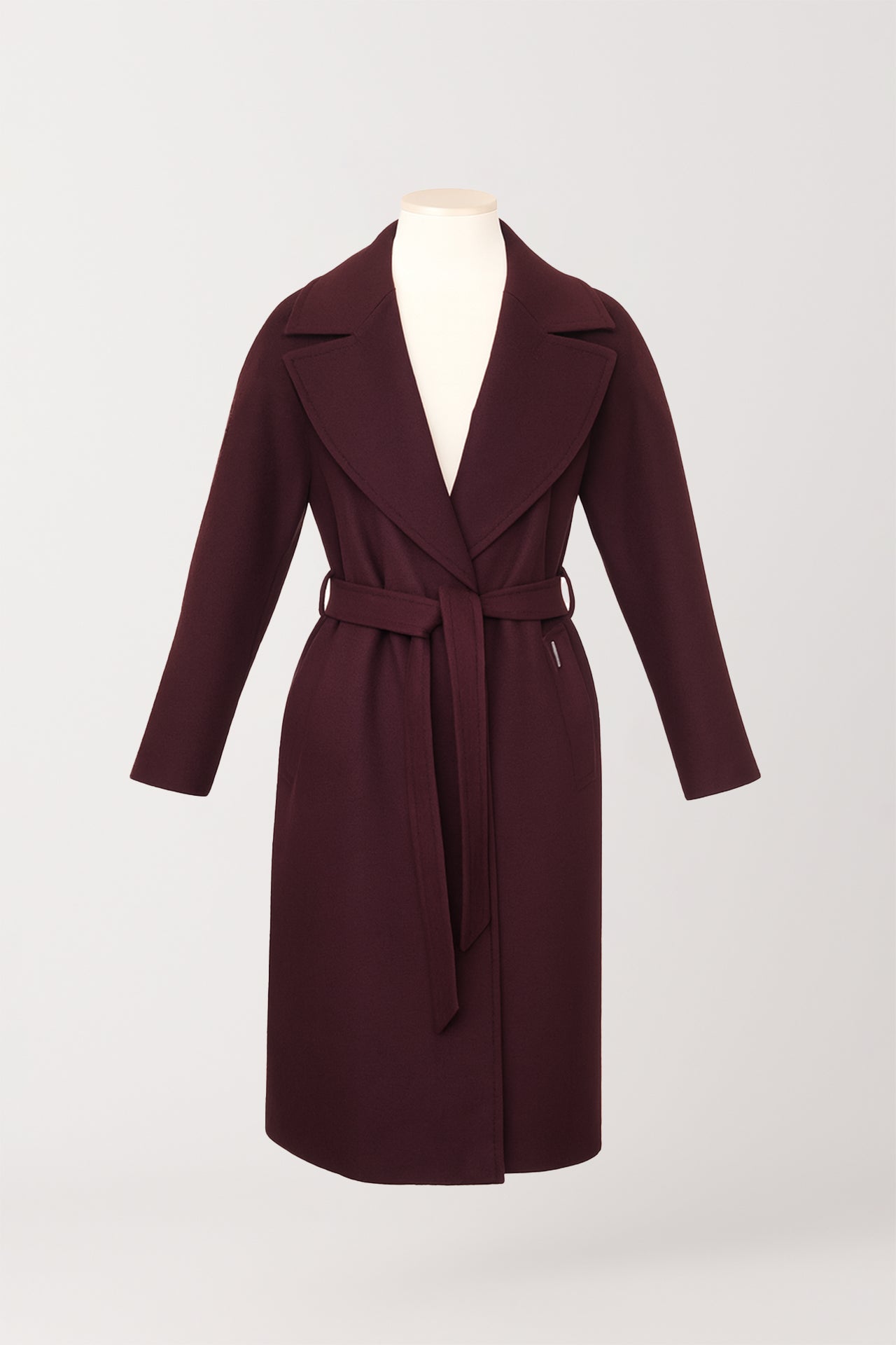 Casaco Comprido com Gola Ampla e Cinto